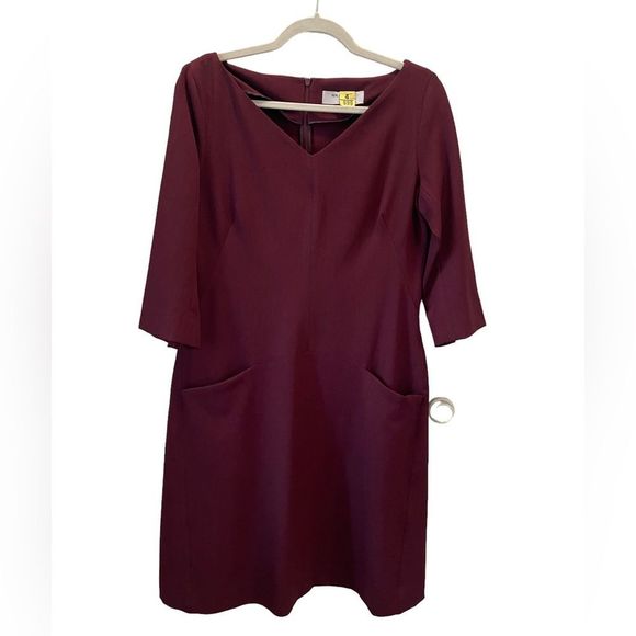 MM LaFleur New York Burgundy Dress Sz12 - Picture 1 of 6
